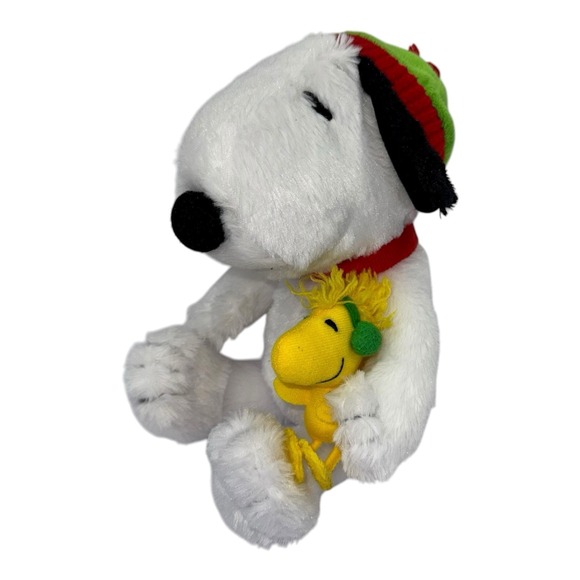 Hallmark Other - Hallmark Peanuts Plush Snoopy in Red/Green Winter Hat Holding Woodstock